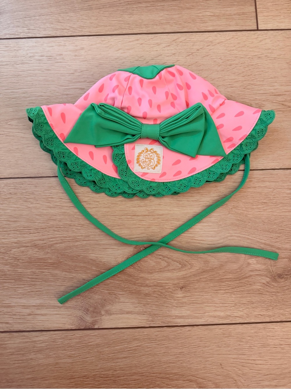 The Beaufort Bonnet Company Pink & Green watermelon Bow Sun Hat